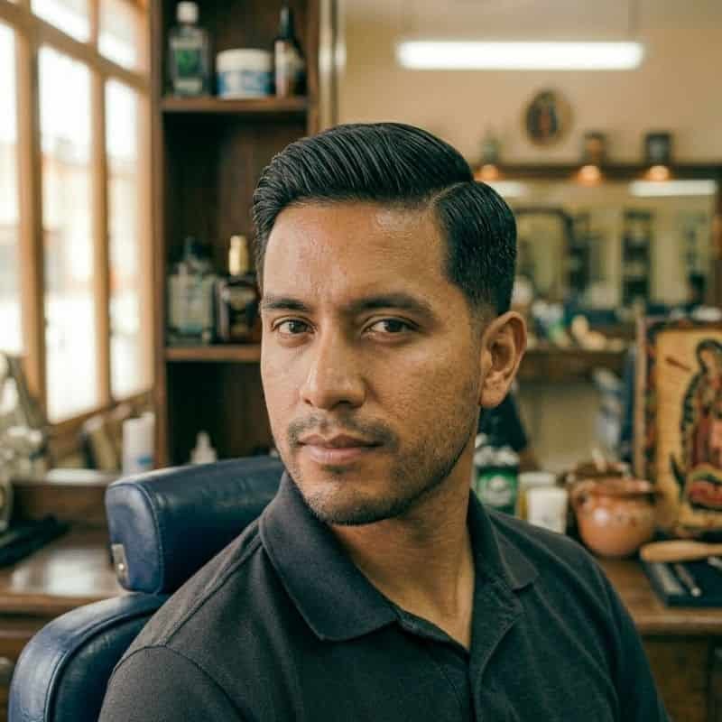 Estilo clasico side part peinado de lado en Huejutla
