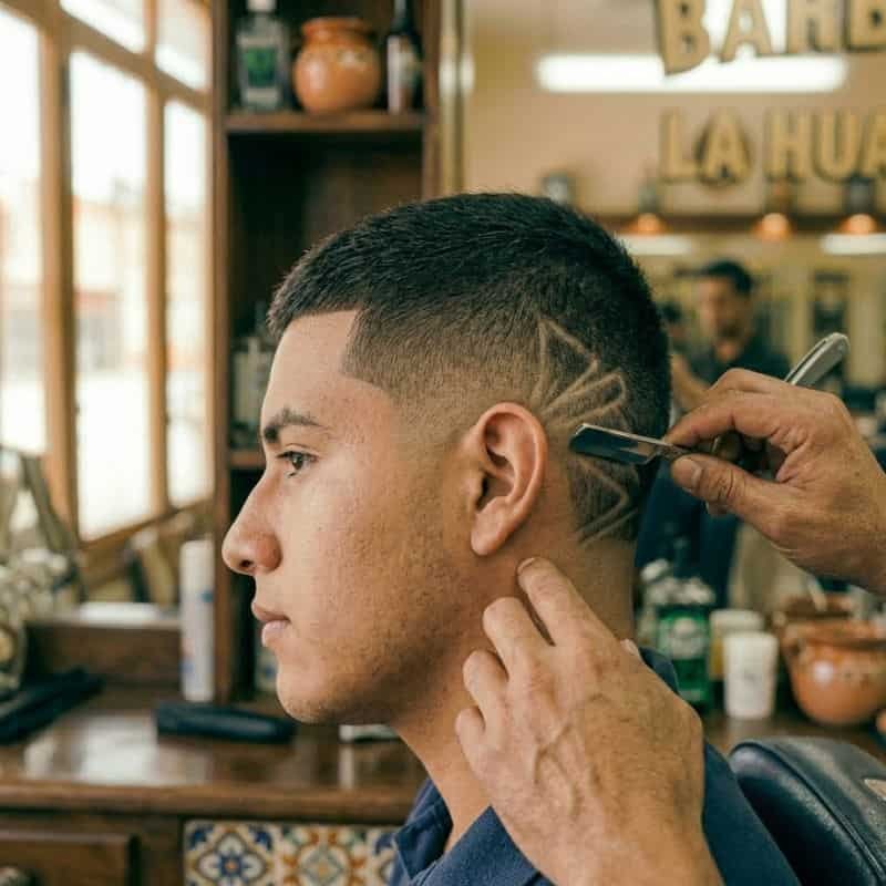 Estilo de corte con diseno de lineas a navaja en Huejutla
