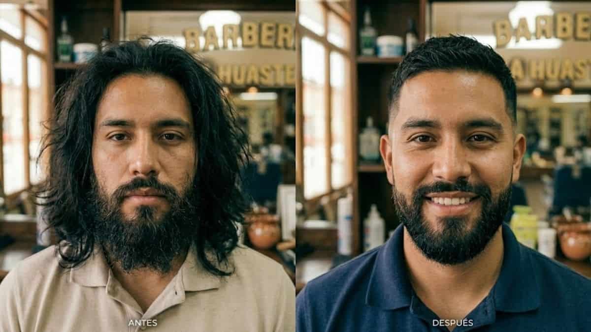 Antes y despues de un corte de cabello masculino en Huejutla