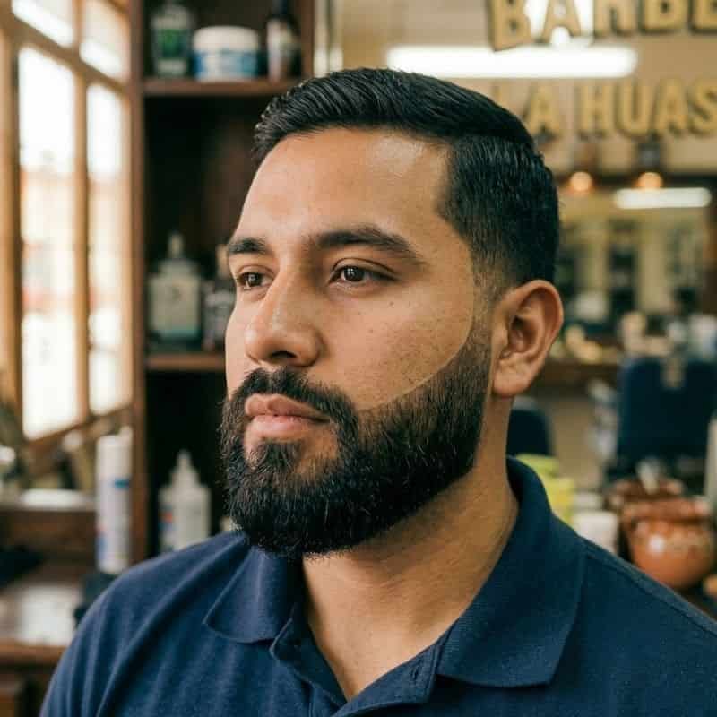 Barba tupida con linea de mejilla marcada en Huejutla